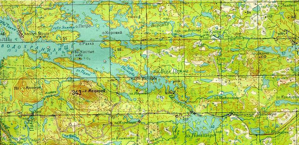 Подробная карта княжегубского водохранилища